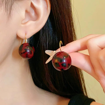 DAIIIBABYYY  -  Resin Leopard Print Ear Buckle Retro Earrings Wholesale for Women